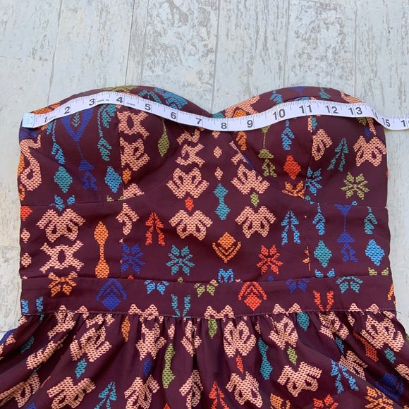 Hunting Bird Strapless Top Peplum Ikat Design Sz 2 - Picture 5 of 7